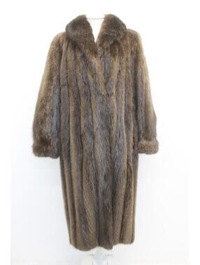 EXCELLENT LONG HAIRED BEAVER FUR COAT JACKET WOMEN WOMAN SIZE 12-14-16 X TO XXL